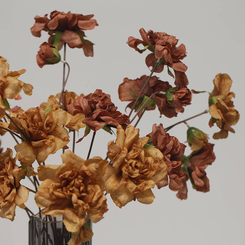 33'' Faux Dried Look Silk Rosa Chinensis Flower Stem