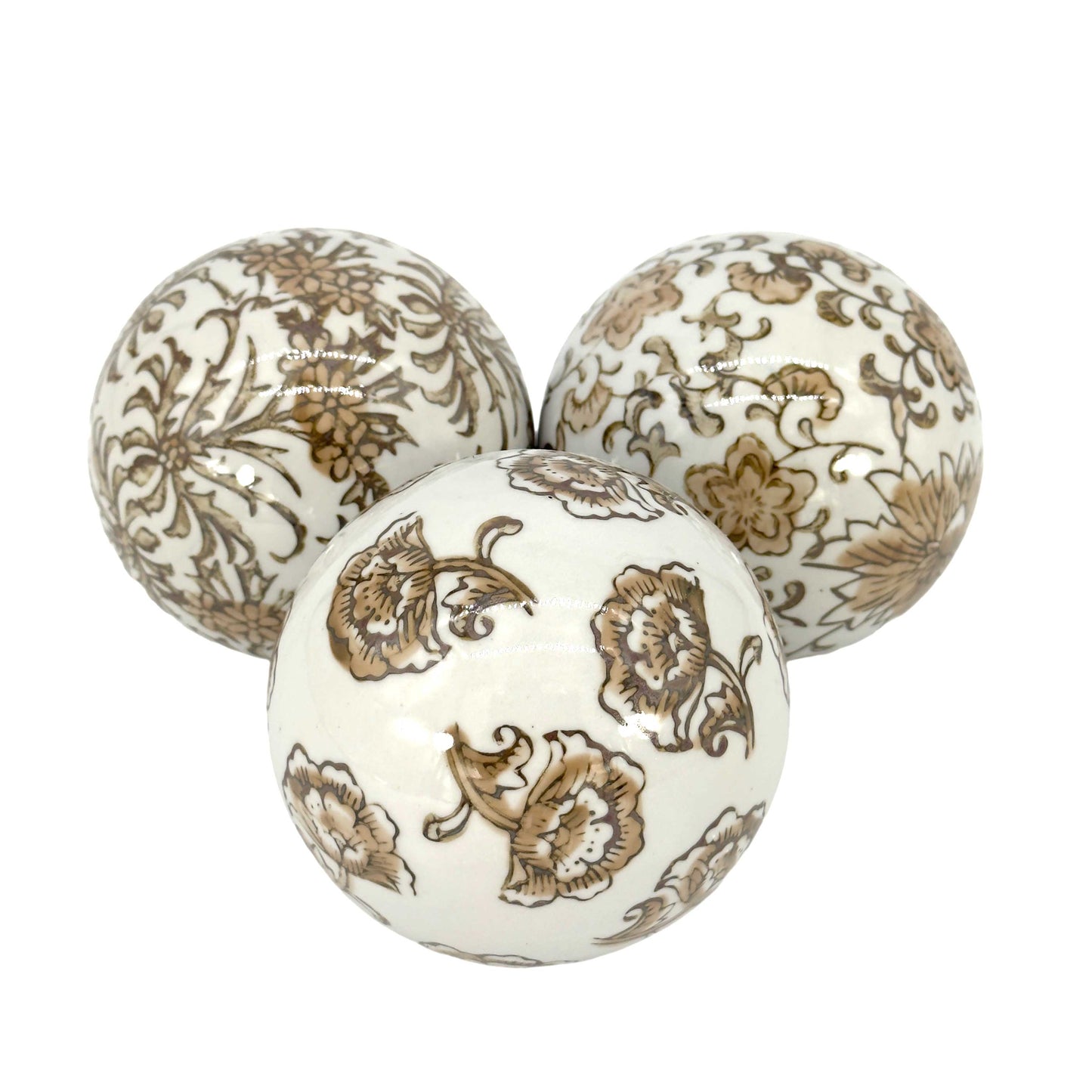 Ceramic Chinoiserie Vase Filler Ball Home Decor (Set of 3)