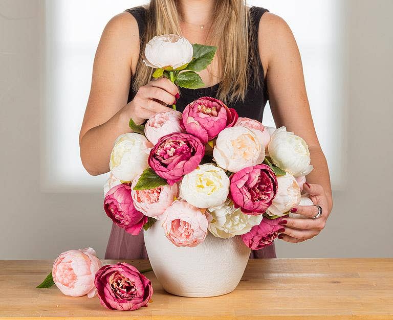 Full Peony Bouquet - 10"H Pink