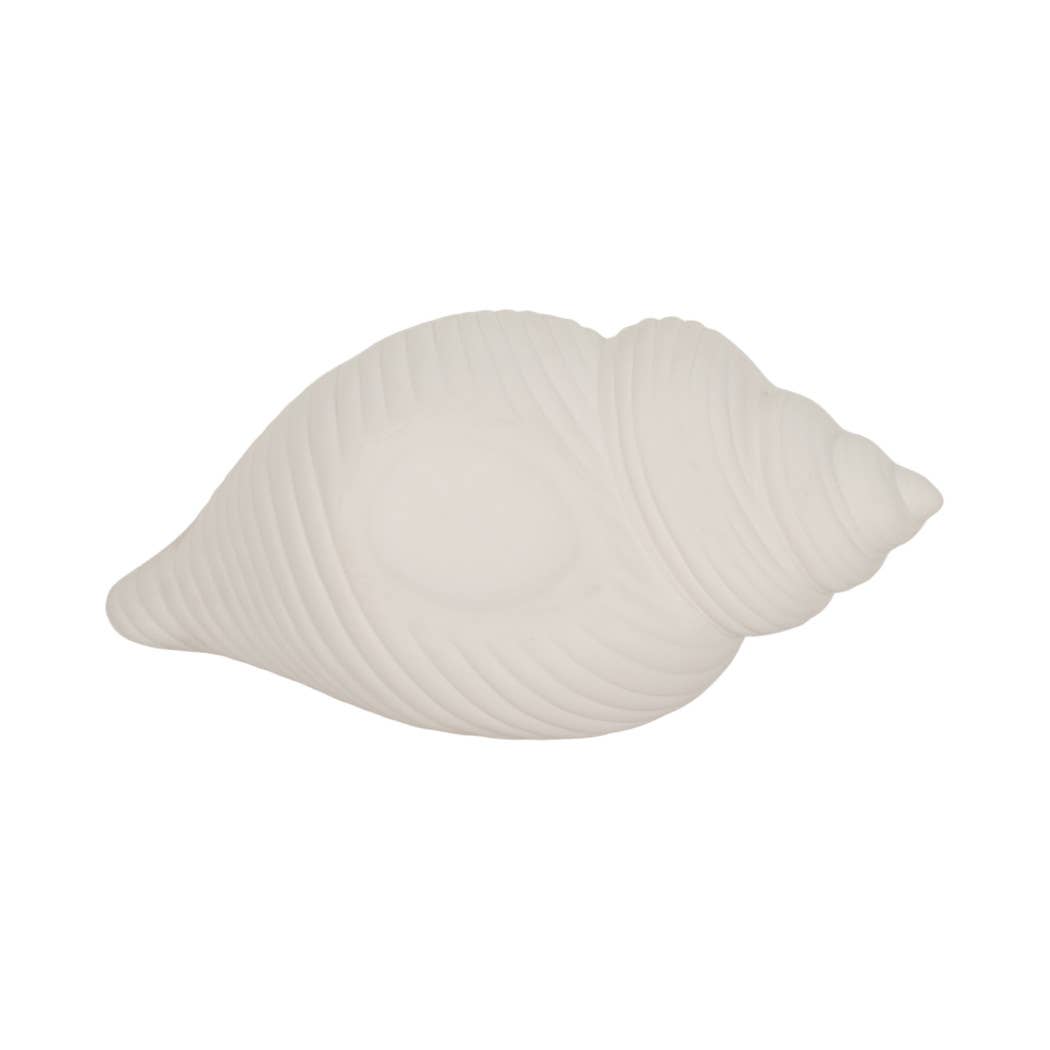 Decorative Figurine- White Ceramic Coastal Conch Shell, 9 in