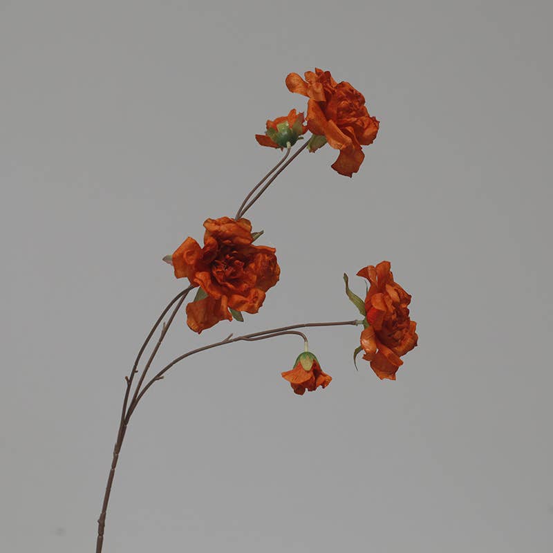 33'' Faux Dried Look Silk Rosa Chinensis Flower Stem