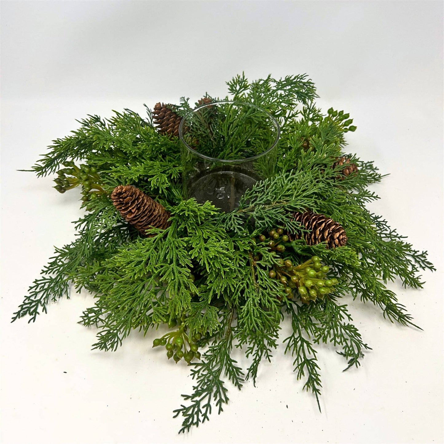 Real Touch Mixed Cedar, Pine Cone, Seed Candle Centerpiece W