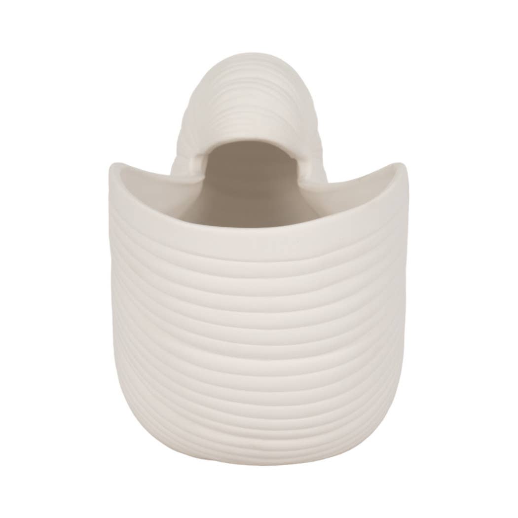 Decorative Figurine - White Ceramic Nautilus Shell, 10 in.