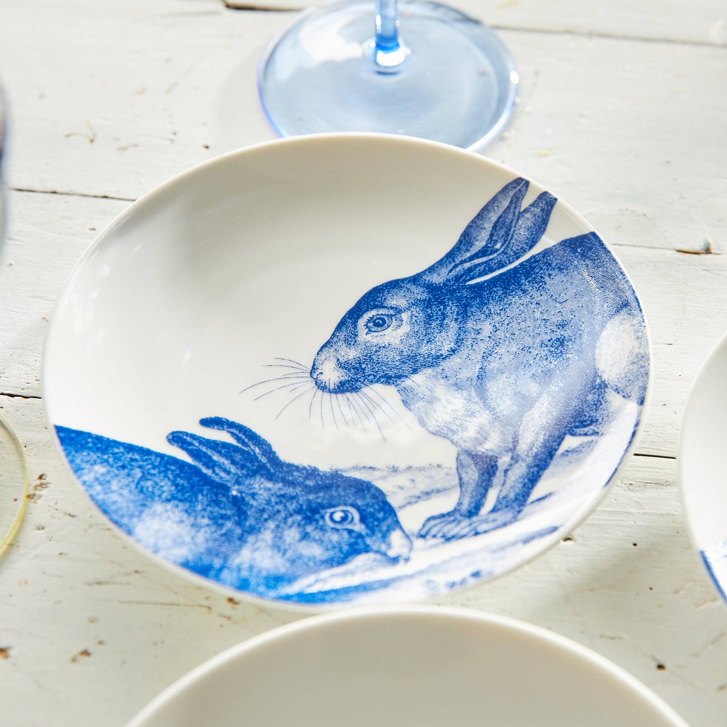 Blue Bunnies Small Plates, Set of 4