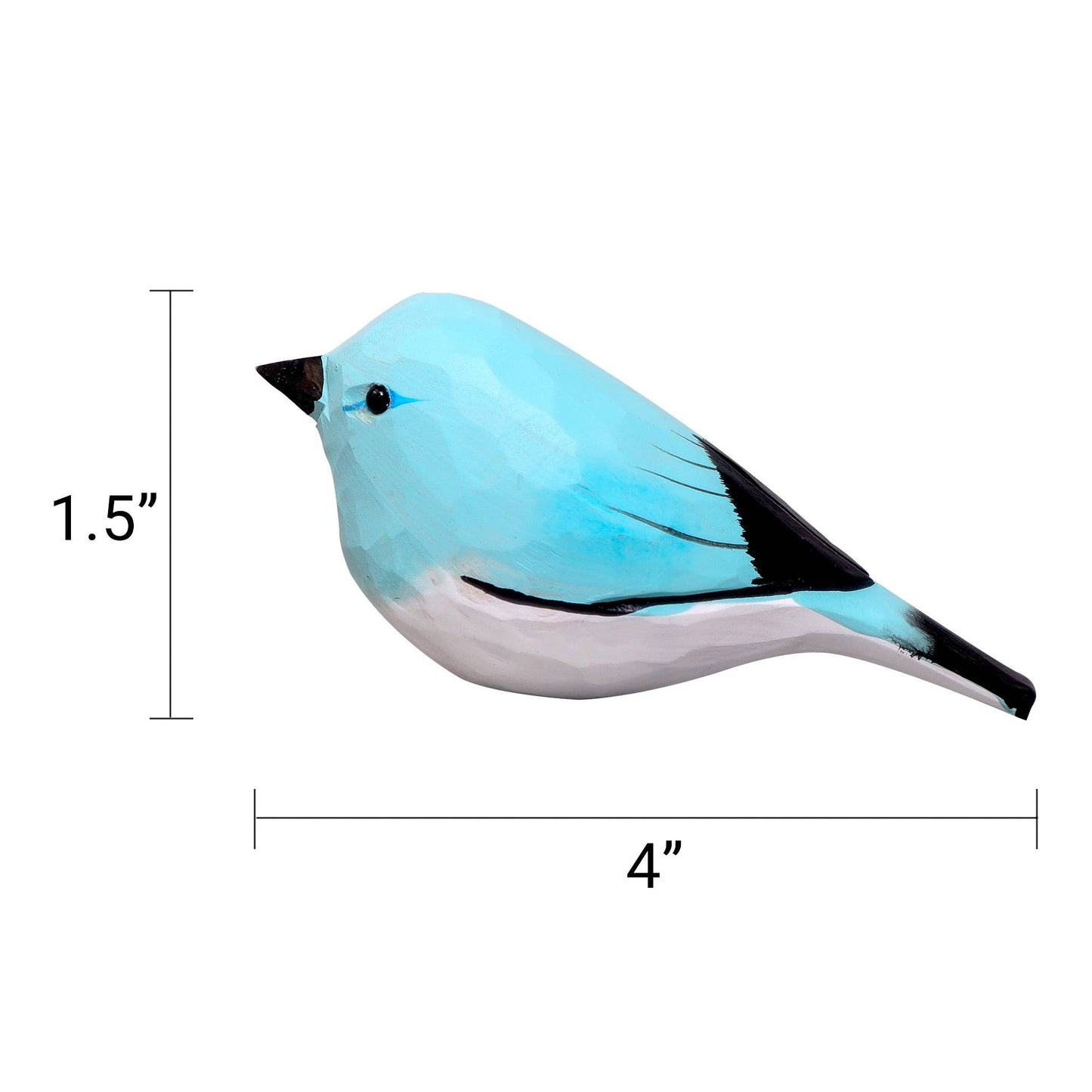 Hand-Carved Wooden Bird Figurine (Blue)
