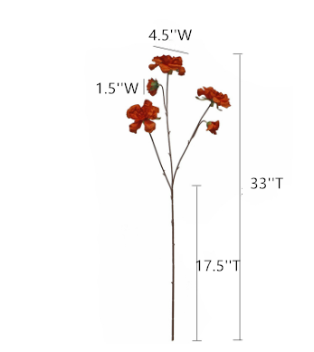 33'' Faux Dried Look Silk Rosa Chinensis Flower Stem