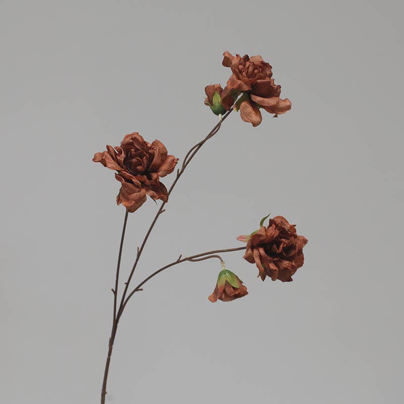 33'' Faux Dried Look Silk Rosa Chinensis Flower Stem