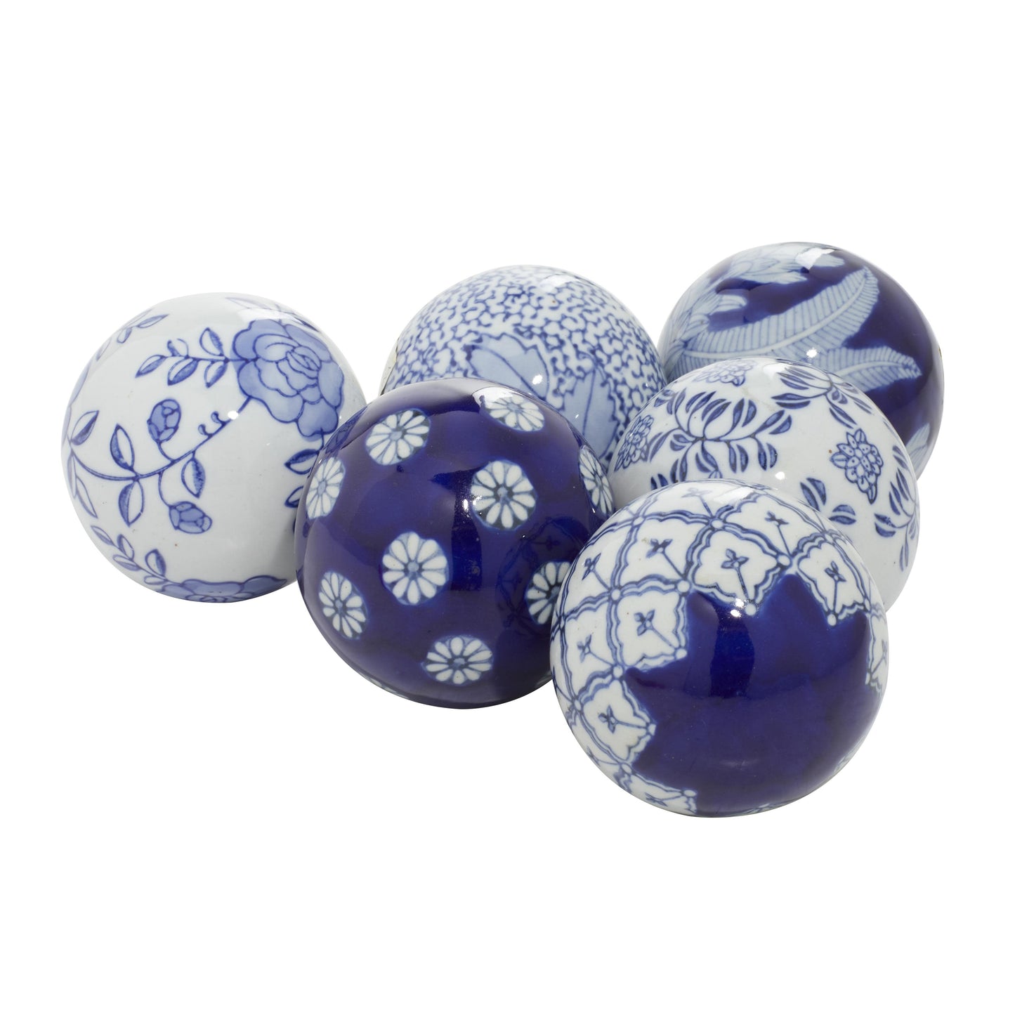 A-82520: CERAMIC BLUE BALL SET OF 6 3"D