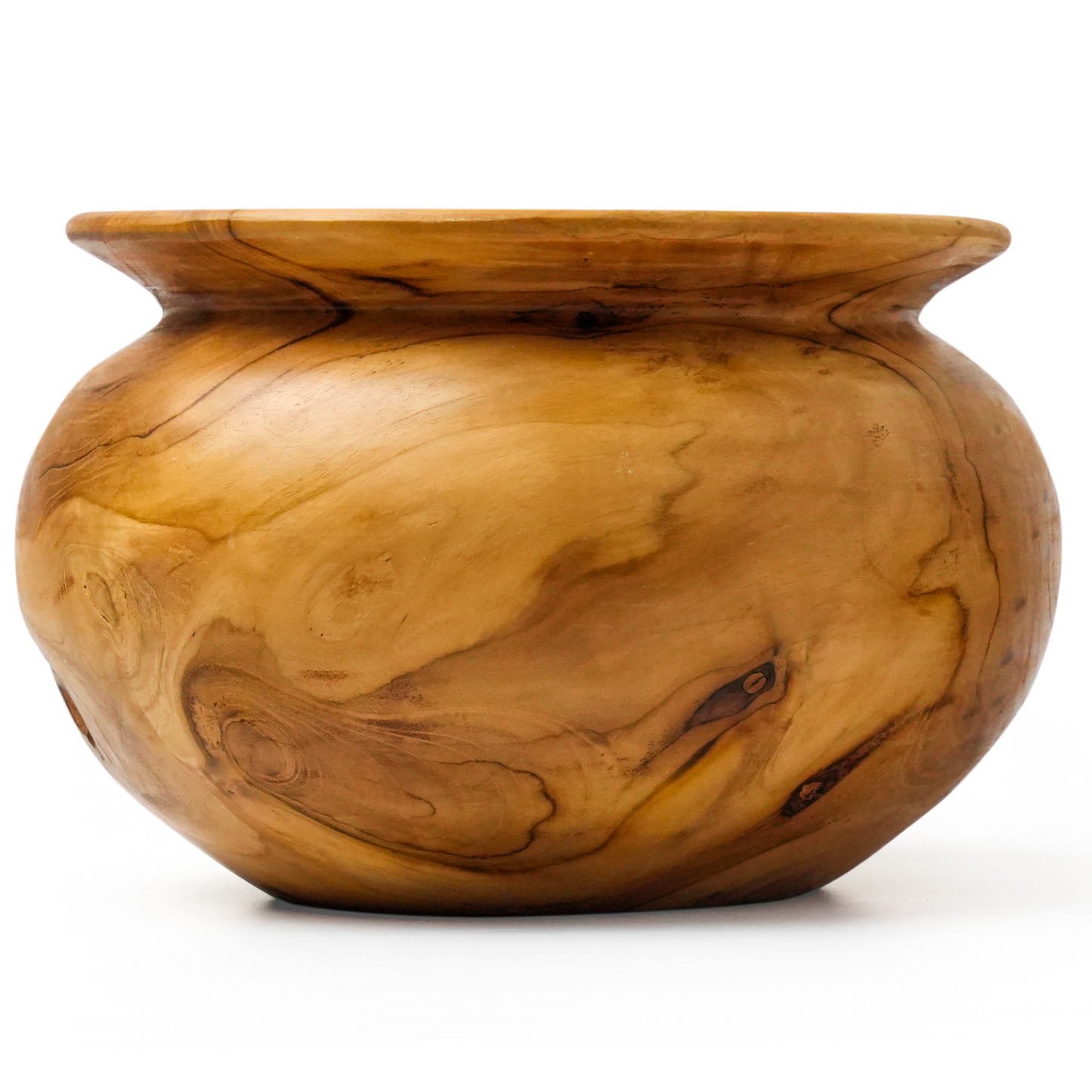 6-Inch Wide Rim Round Teak Root Vase