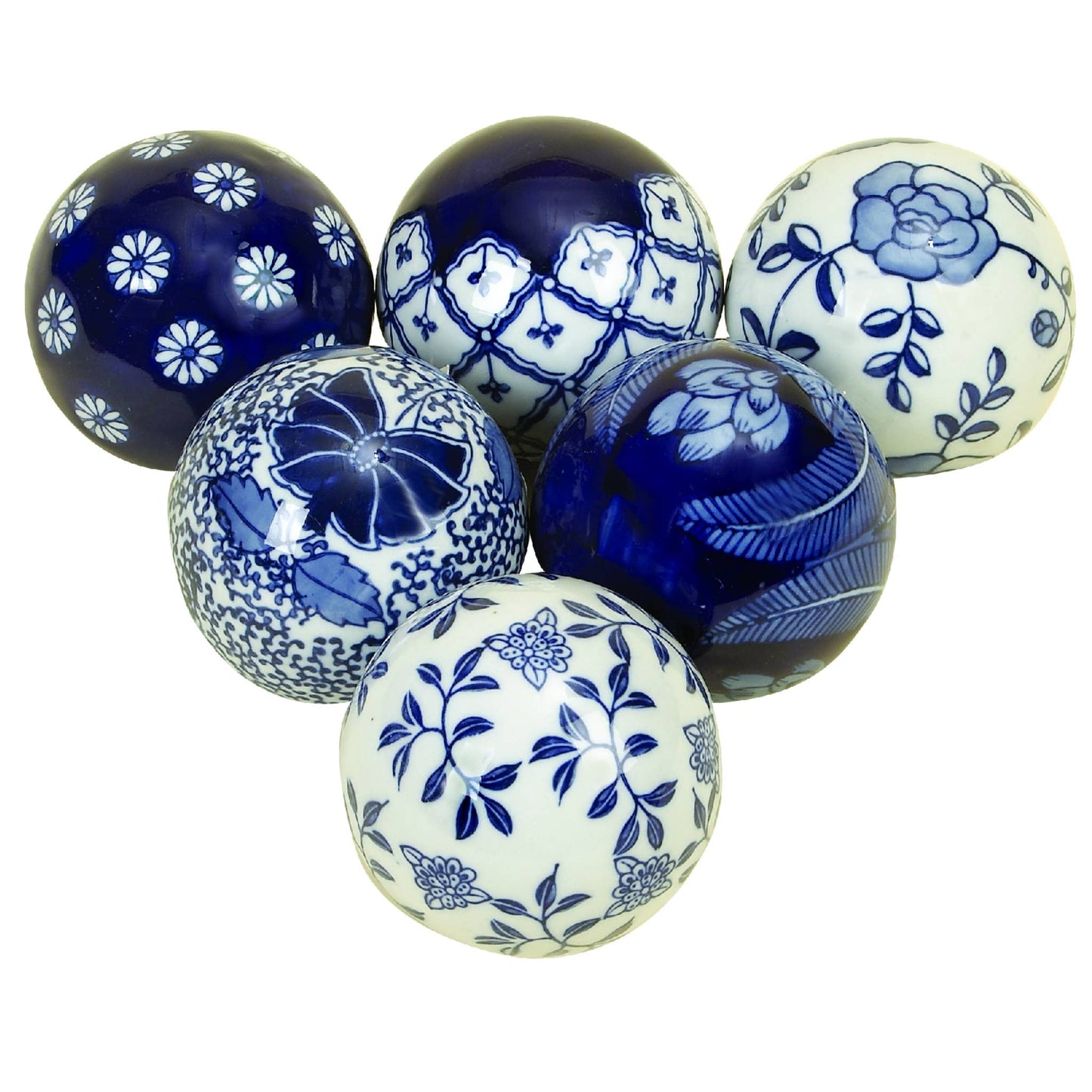 A-82520: CERAMIC BLUE BALL SET OF 6 3"D