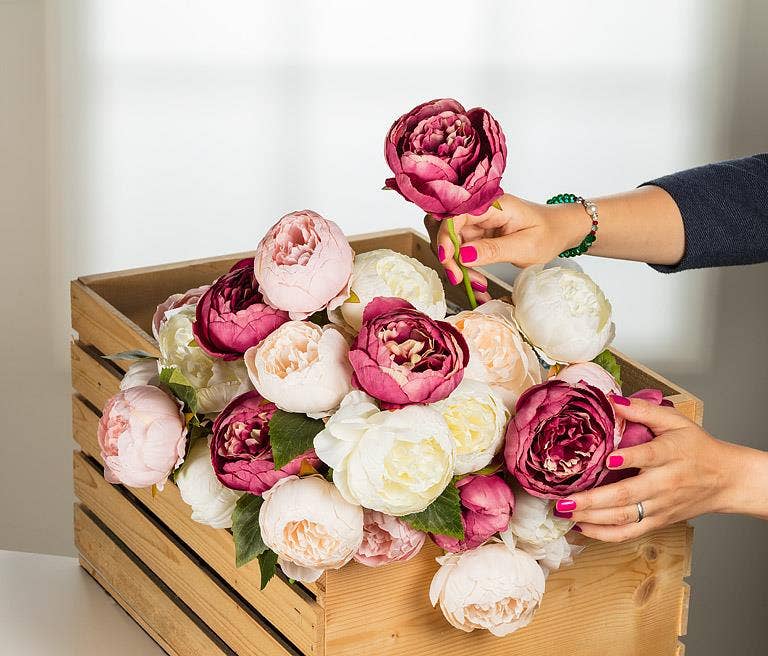 Full Peony Bouquet - 10"H Pink
