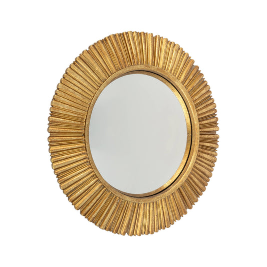 Round Gold Sunburst Mirror - 8.5 inches