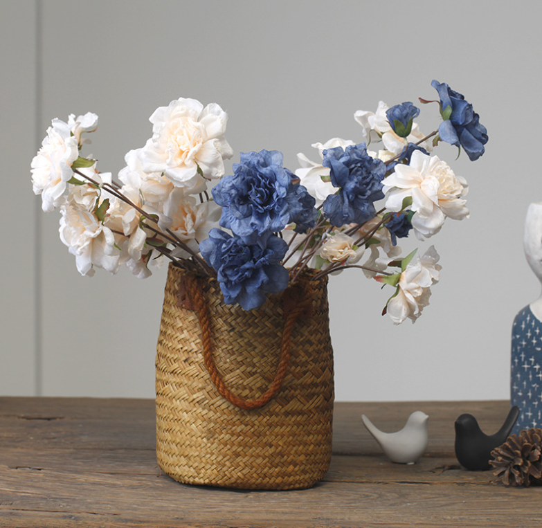 33'' Faux Dried Look Silk Rosa Chinensis Flower Stem