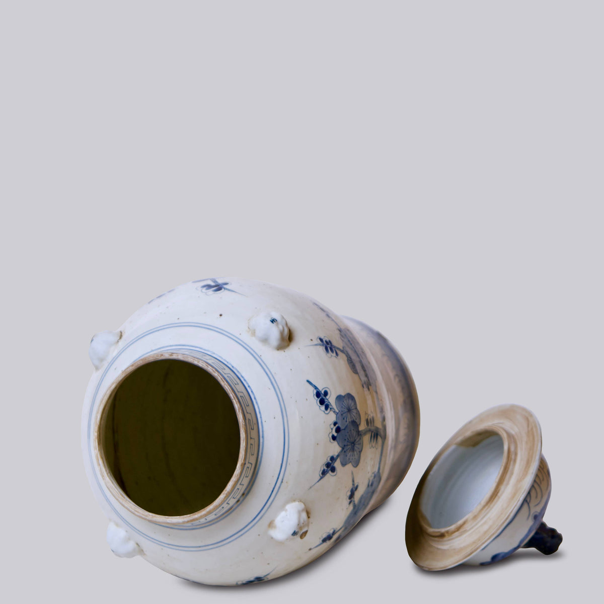 Blossoms Blue and White Porcelain Temple Jar