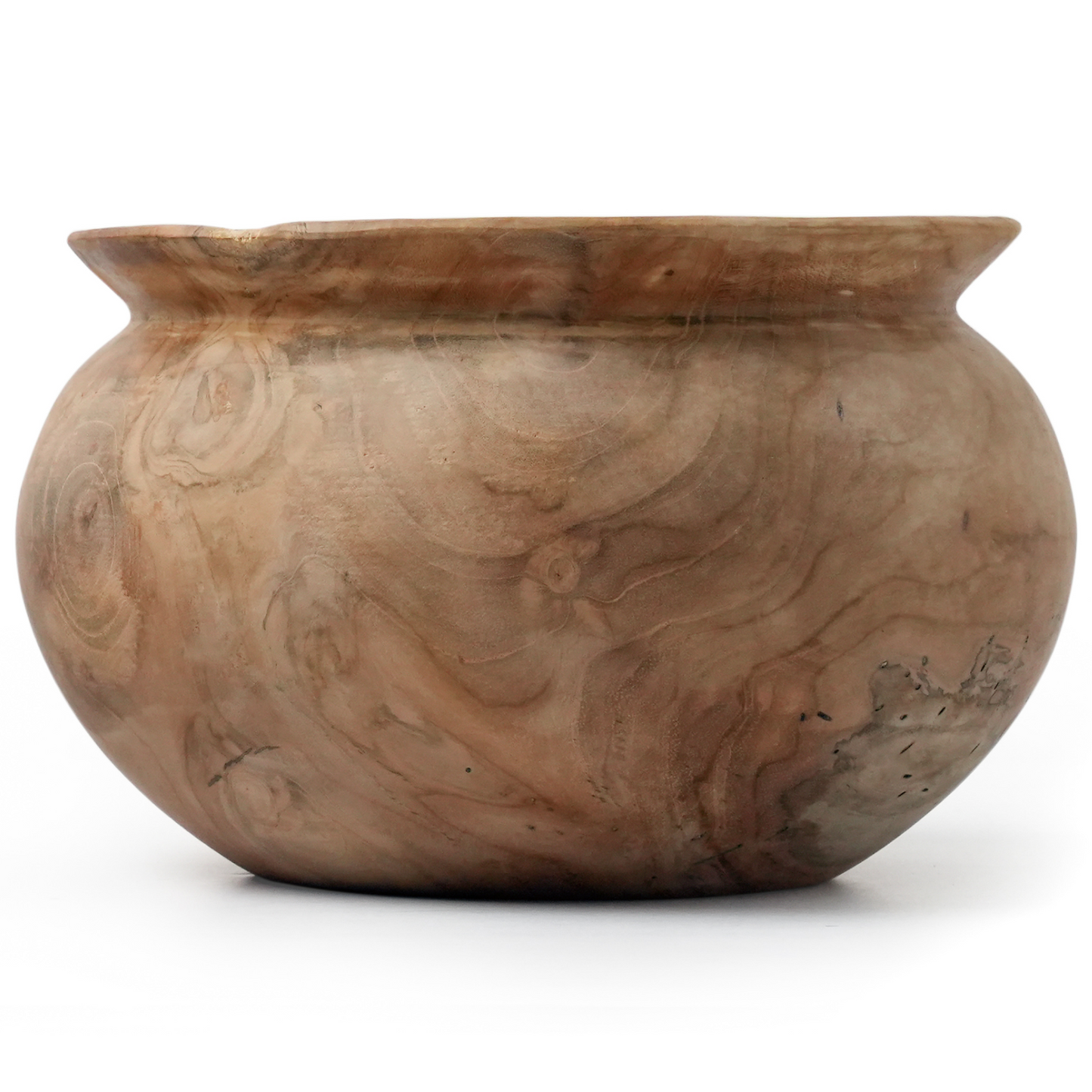 6-Inch Wide Rim Round Teak Root Vase