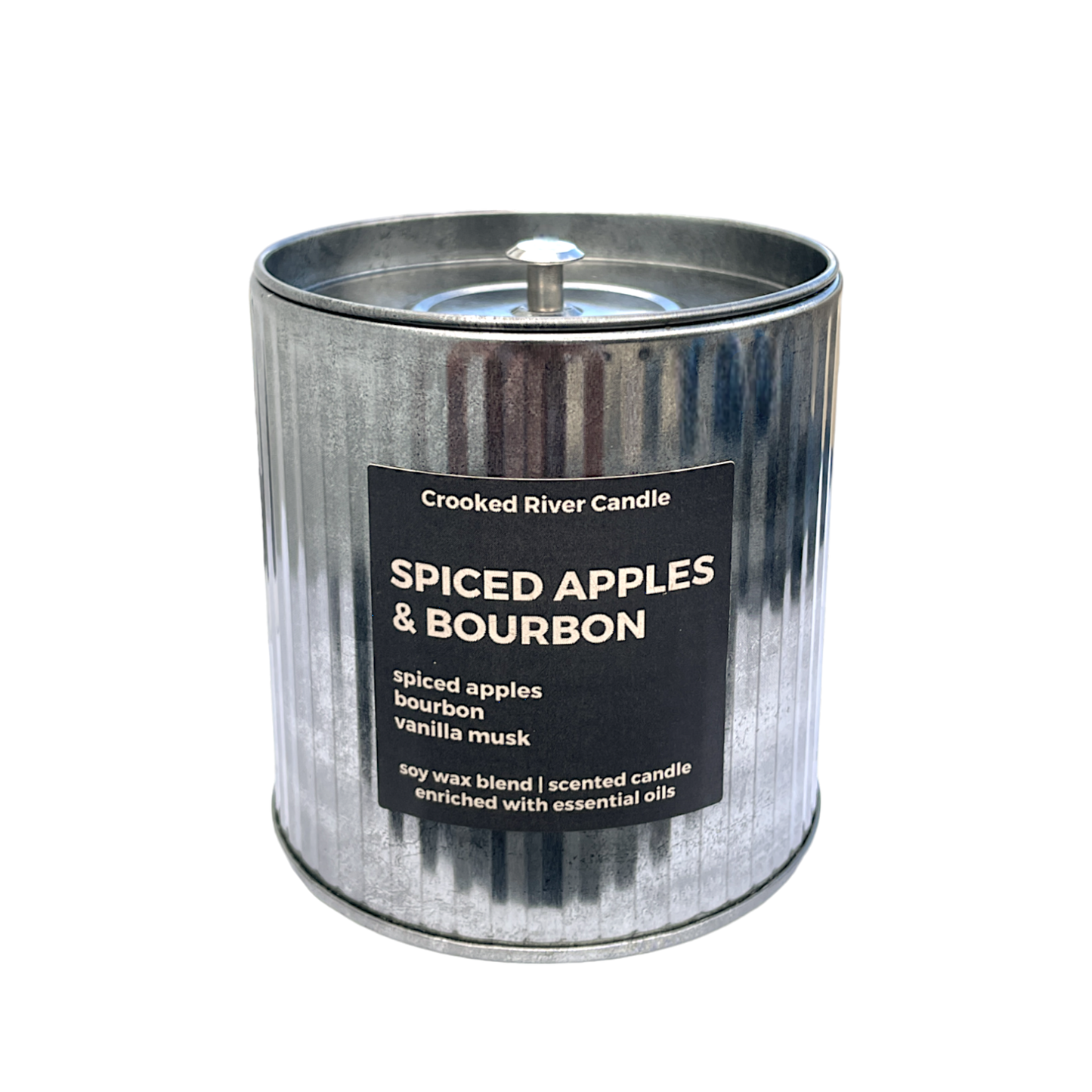 Spiced Apples & Bourbon Candle | Rustic Tin | Wood Wick