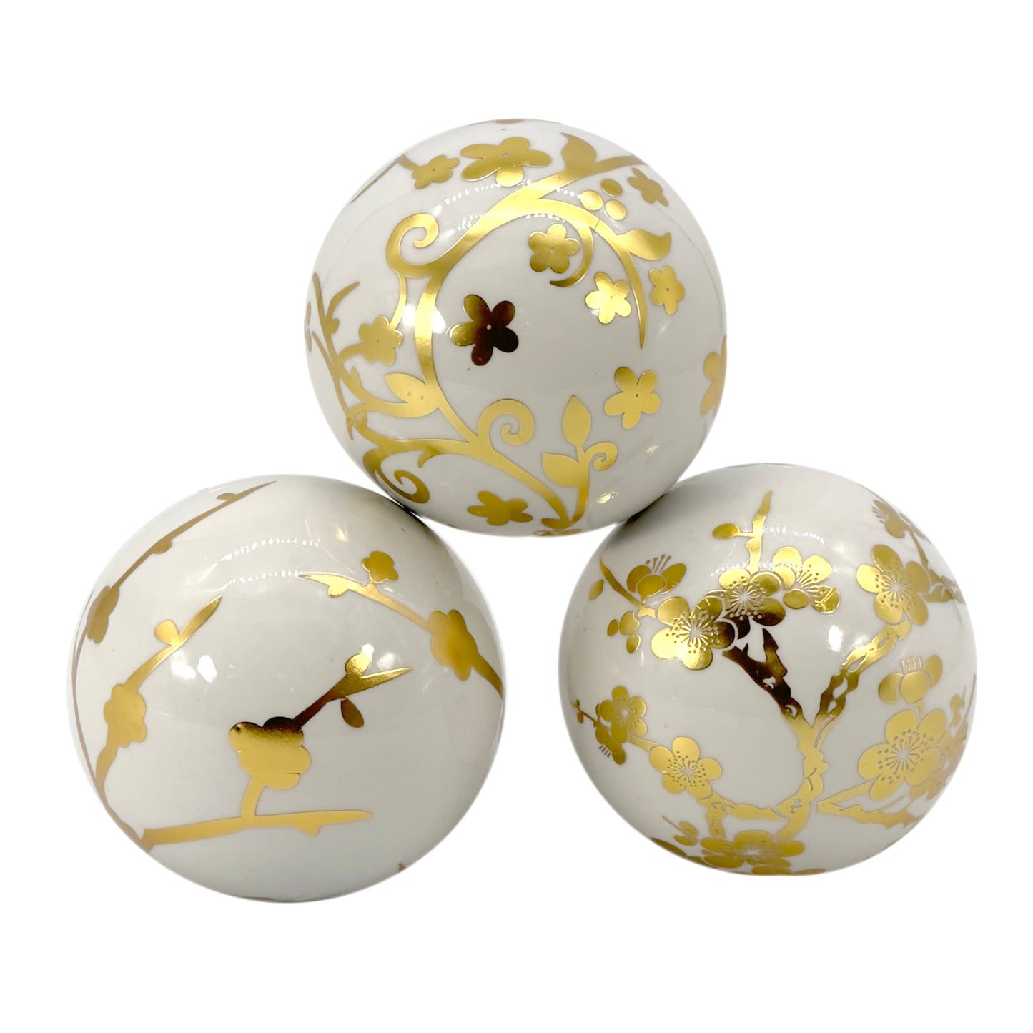 Ceramic Chinoiserie Vase Filler Ball Home Decor (Set of 3)
