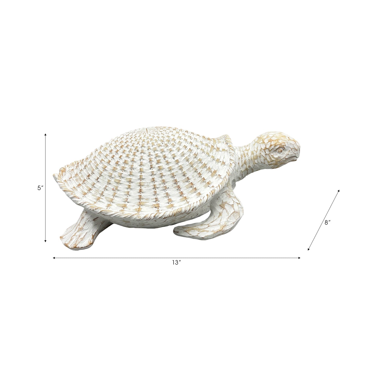 Decorative Figurine - White Resin Coastal Sea Turtle, 5 in.