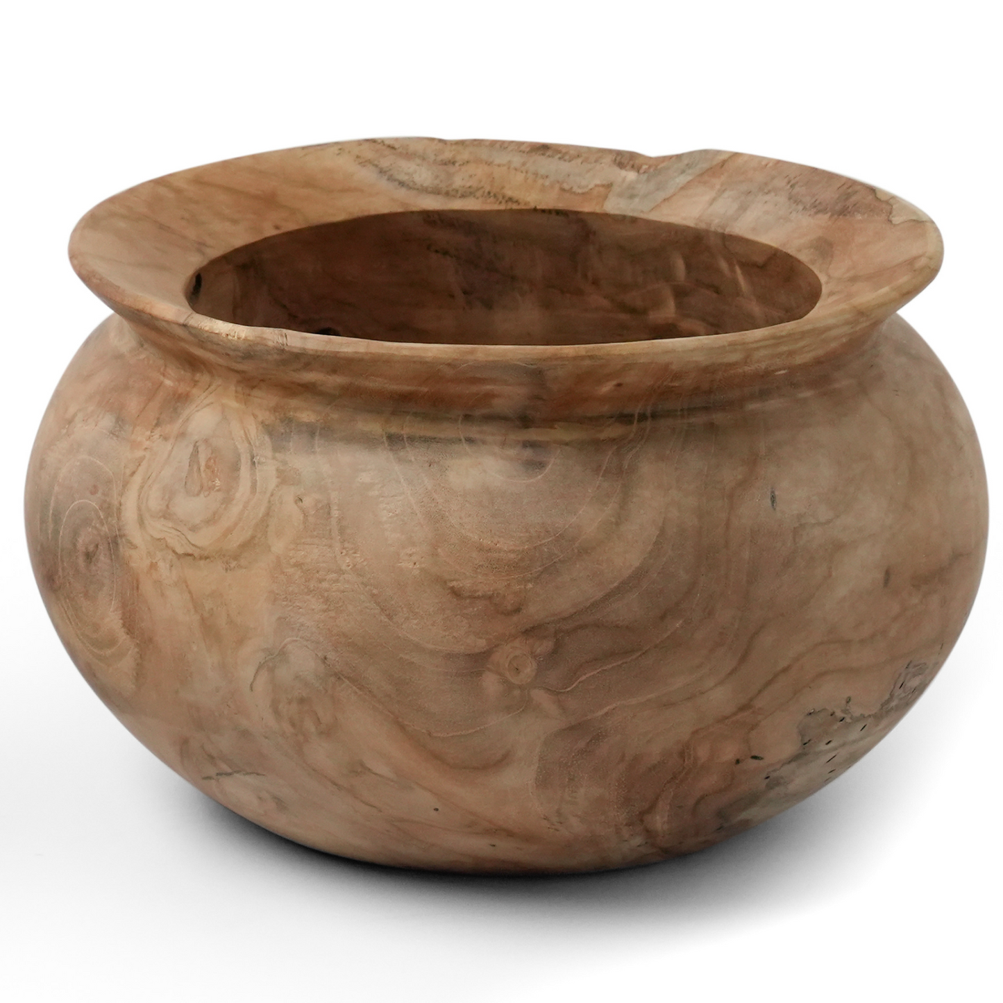 6-Inch Wide Rim Round Teak Root Vase