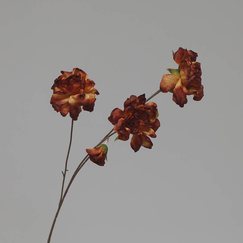 33'' Faux Dried Look Silk Rosa Chinensis Flower Stem