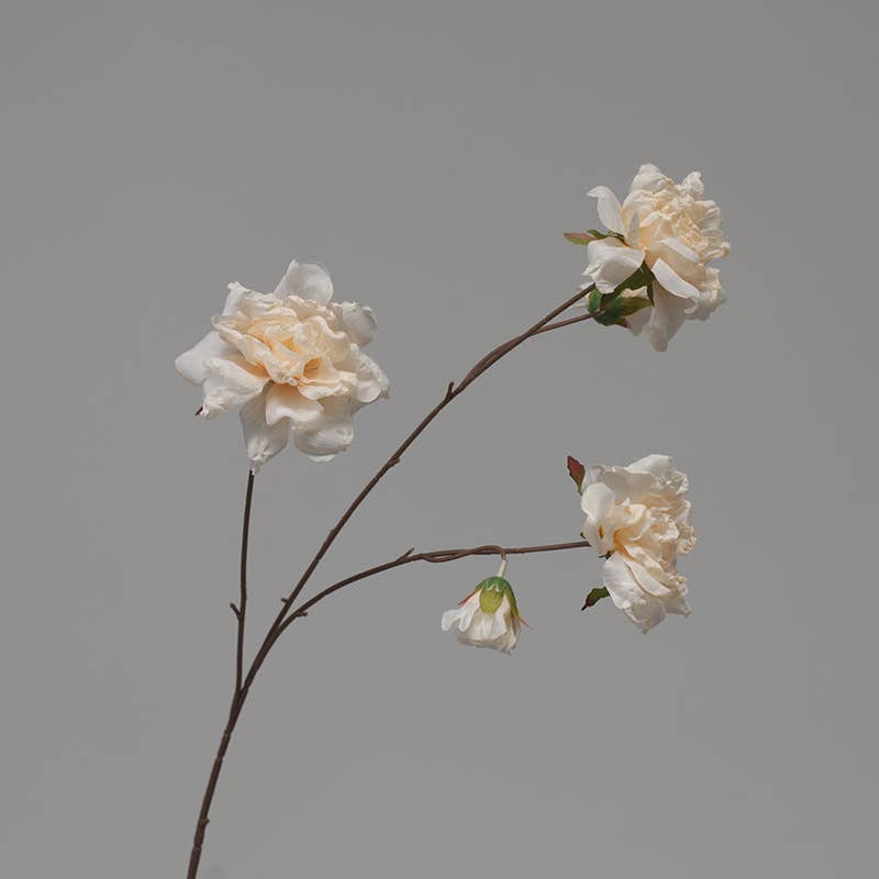 33'' Faux Dried Look Silk Rosa Chinensis Flower Stem