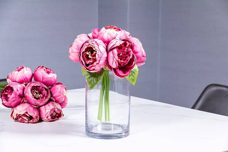 Full Peony Bouquet - 10"H Pink