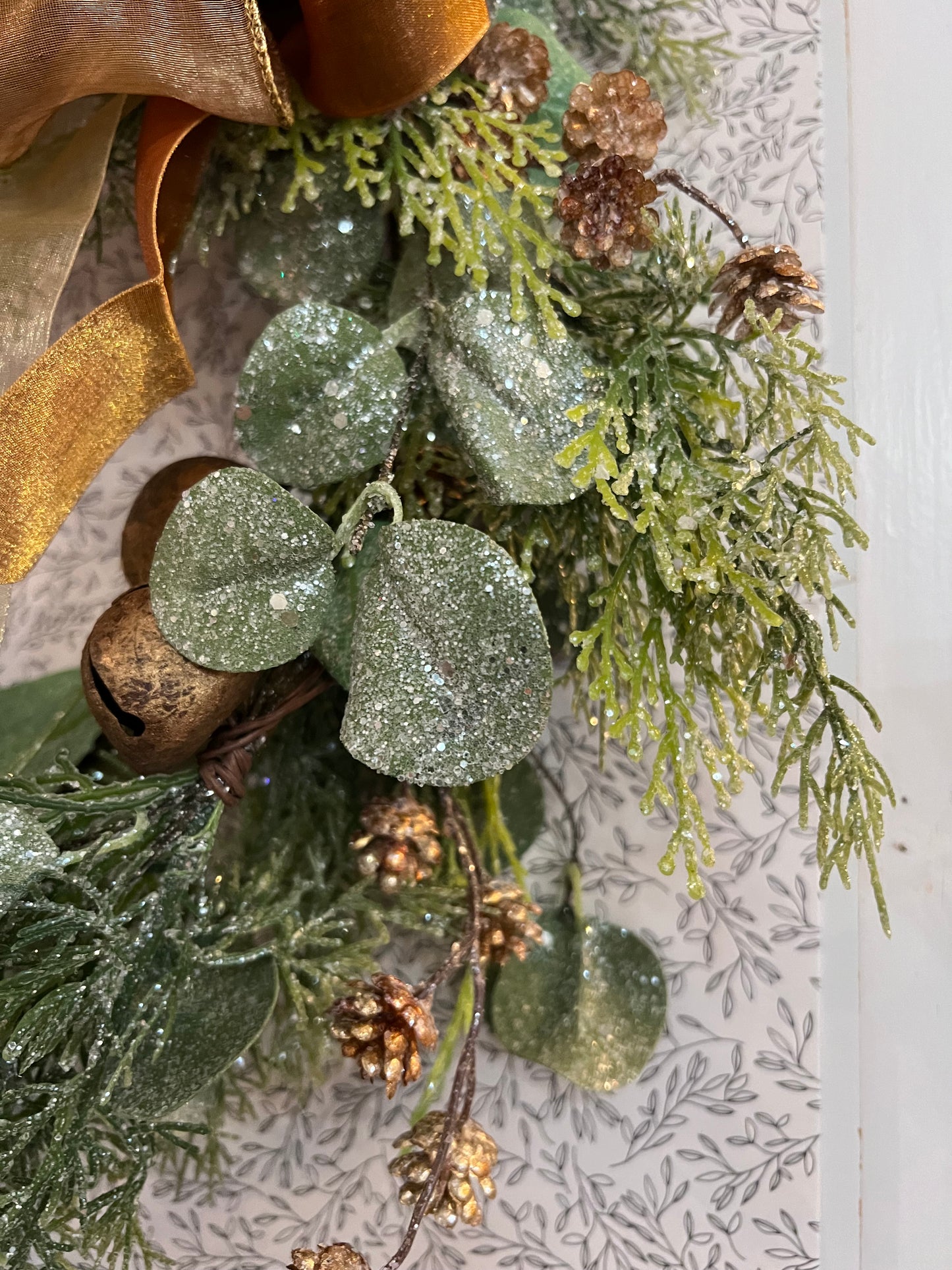 Copper Magnolia Frosted Eucalyptus Wreath