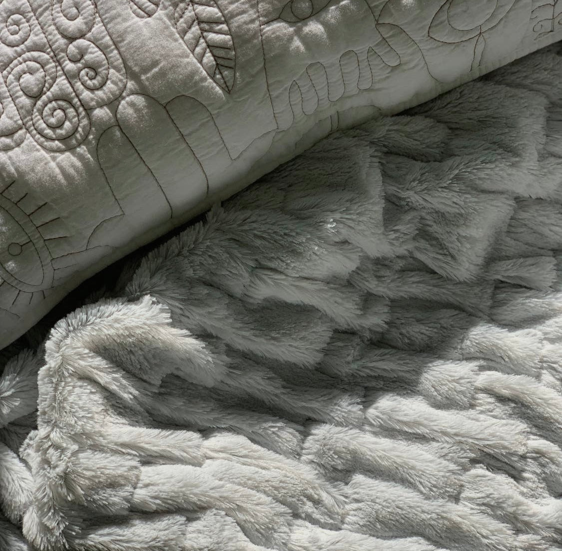 Ice Silver Faux Fur Throw