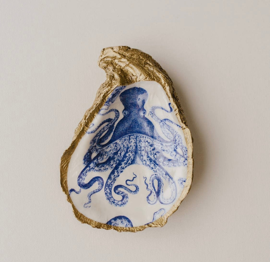 Gilded Oyster Shell Trinket Dishes