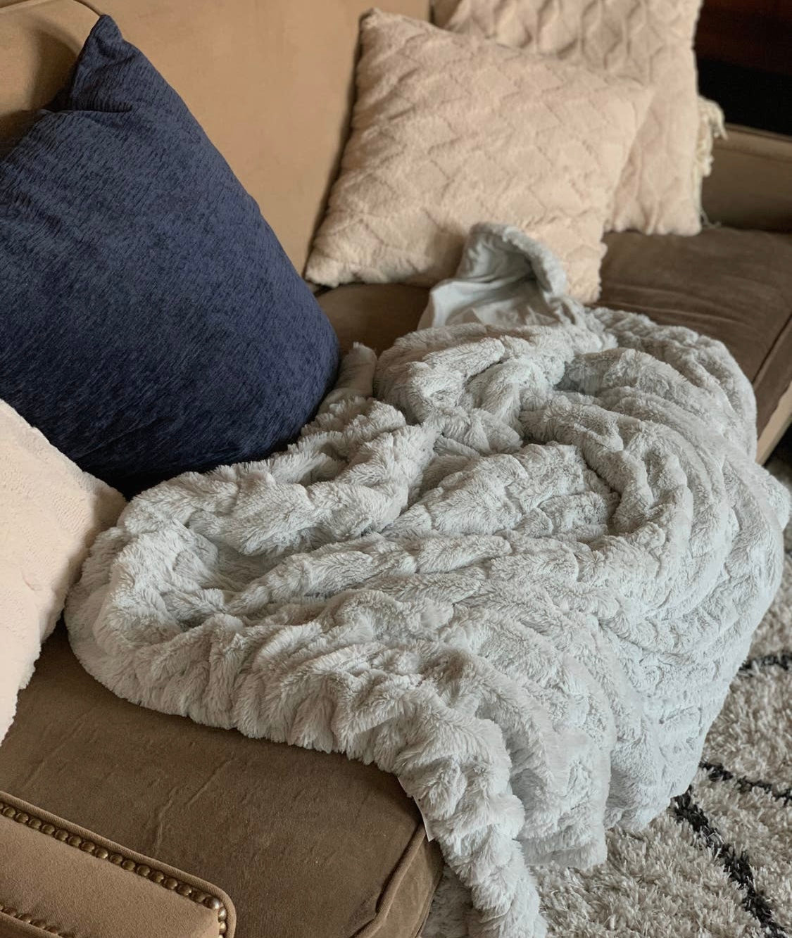 Ice Silver Faux Fur Throw