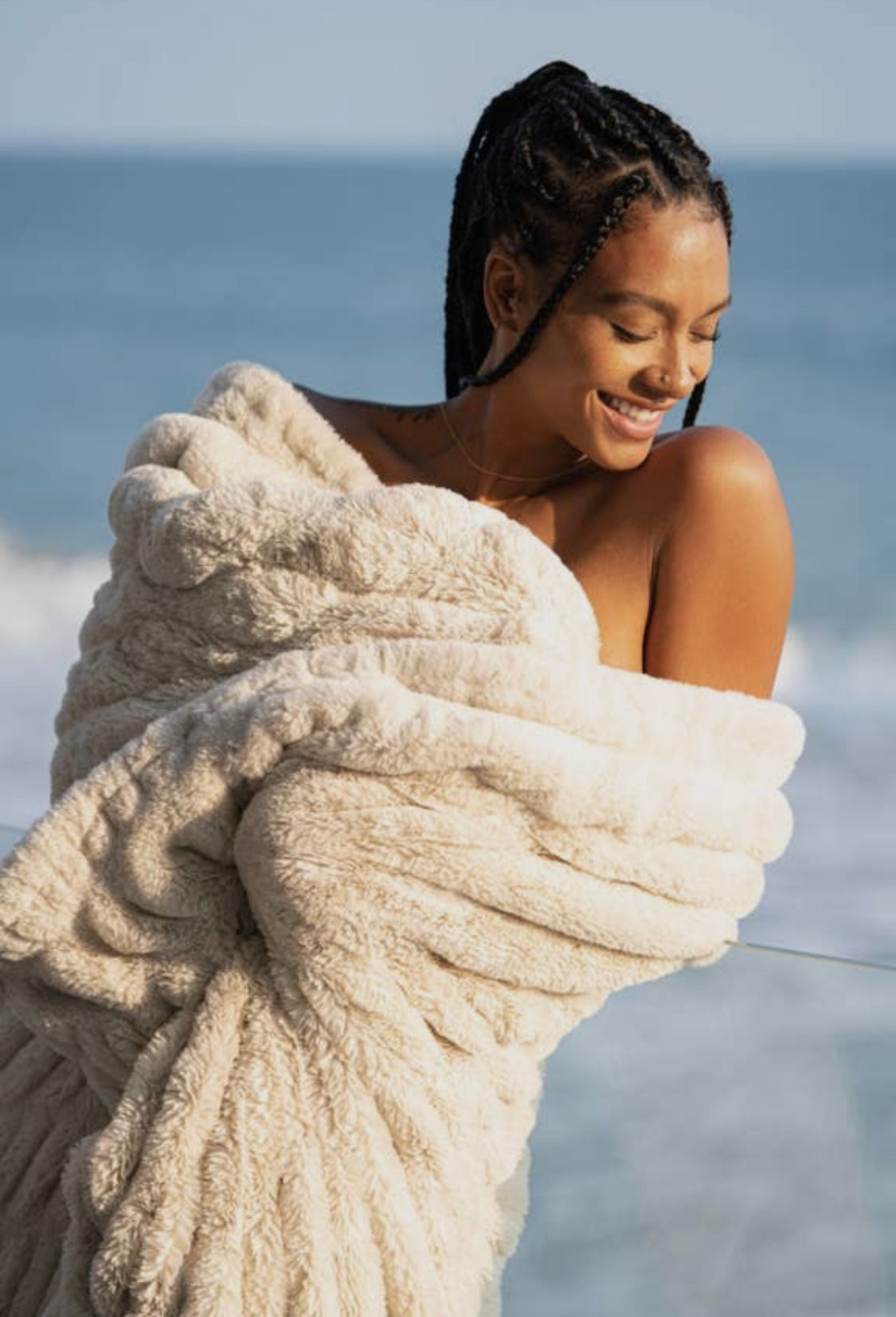 Mocha, Dune and White Cloud Couture Throw