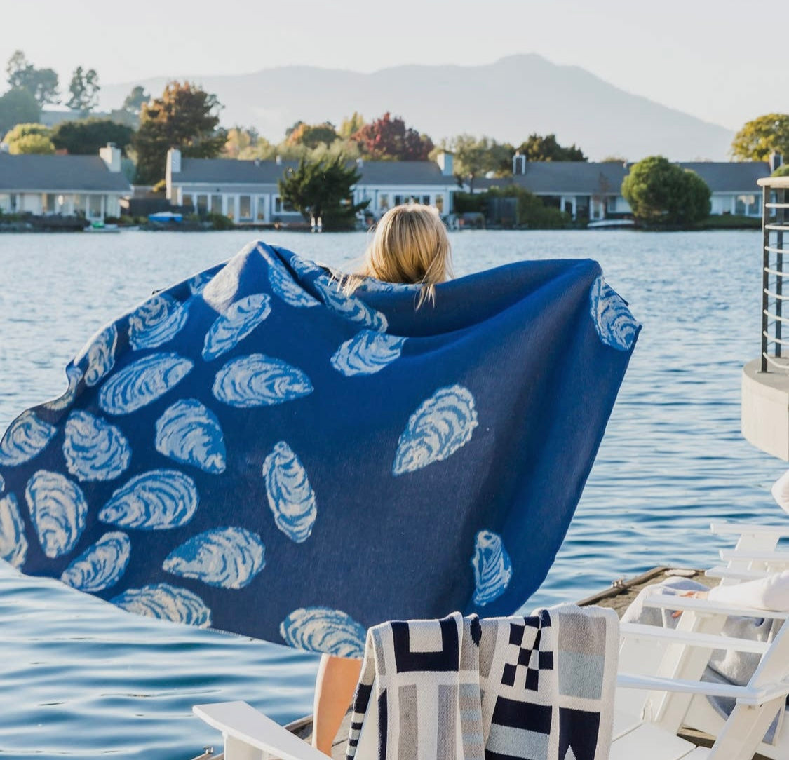 Oyster Blues Luxe Blanket
