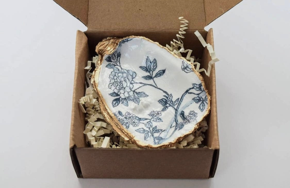 Oyster Shell Trinket Ring Dish - Something Blue